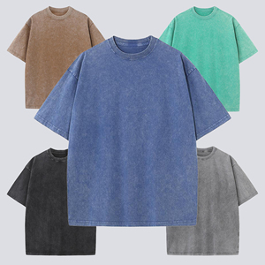 Camisetas Bordadas para Hombre, Edición de Verano, Marca de Moda, Camiseta Lavada para Hombre, Talla Grande, Holgada, de Manga Corta - Product Image 1