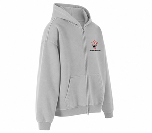 Custom Logo Light Gray Acid Wash Hoodi Pullover Hoodie Unisex Regular Fit Casual Streetwear Sweatshirt Front Pocket 100% Cotton - Product Image 2