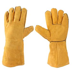 Custom <b>Heavy</b> <b>Duty</b> 14 Inches Heat-resistant Cow Split Leather Long Safety Working Welding <b>Gloves</b> for Welder - Product Image 4