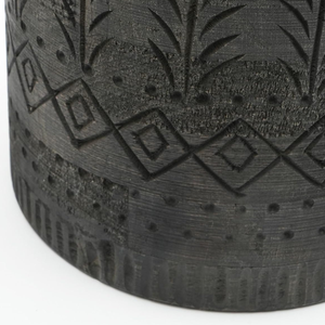 Vase à fleurs en bois sculpté à la main, artisanat intelligent, pour la décoration de la maison, fabriqué en bois de manguier, peint en noir, pot à fleurs artisanal - Product Image 4