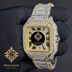 Montre mécanique moderne en acier inoxydable de haute qualité avec incrustation de diamants, cadran carré, bracelet doré, bijoux de luxe, cadeau - Product Image 2