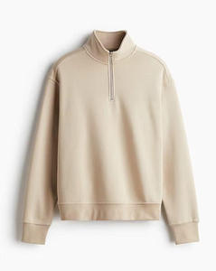 Sweat-shirt à col zippé pour homme, 100% coton molletonné, avec appliqué, col montant, doux, chaud, manches longues, décontracté, hiver, éco-responsable - Product Image 1