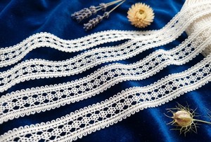 Premium White Polyester <b>Lace</b> Trim – Delicate Floral Motif Decorative Border for Apparel and Home Textiles - Product Image 2