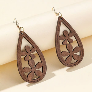 Pendientes de madera hechos a mano, pendientes de madera natural, pendientes de madera tallada, artesanías naturales - Product Image 1