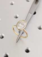 Bague de fiançailles, de mariage ou de promesse en or jaune 14 carats, sertie d'un diamant ovale de 2 carats cultivé en laboratoire, tendance, très demandée, cadeau pour femme.