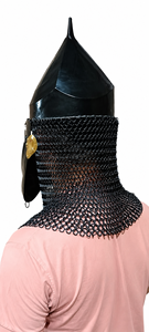 Casco Cónico Normando Medieval con Avental de Cota de Míldago, Armadura Negra de Acero Suave para Caballero Cruzado, Ideal para Recreación Histórica, Eventos y Halloween - Product Image 5