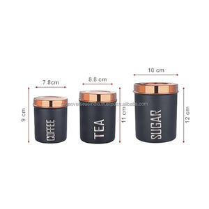 Luxury 3 Piece Stainless Steel and Copper Container Set for <b>Coffee</b> <b>Sugar</b> and <b>Tea</b> Available in Various Designs and Sizes - Product Image 4