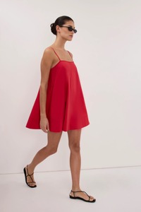 Vestido Mini Rojo para Mujer, Tirantes Finos, Corte en A, Sin Mangas, Holgado, Casual de Verano, para Vacaciones, Venta al Por Mayor - Product Image 5