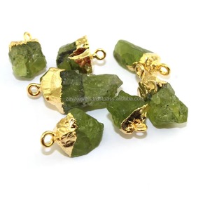 คอลเลกชัน August birthstone ravishing ข้อต่อขนาดเล็กหยาบ Peridot ทองเหลืองชุบทองขั้วต่อวงเดียว - Product Image 1