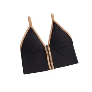 Femmes Sexy sans couture sport culture débardeur soutien-gorge Bralette gilet court Style Vintage couleur unie tricoté haut court avant respirant - Product Image 2