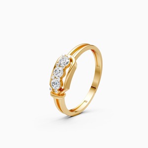 Anillo de barra con tres diamantes cultivados en laboratorio de 0.23 quilates en oro amarillo, blanco y rosa de 9 quilates - Product Image 1