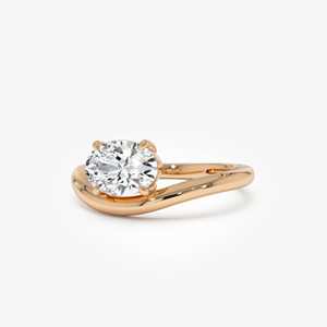Anillo de Compromiso de Diamantes de Corte Brillante Redondo en Oro Amarillo para Mujer, Estilo Clásico, Joyería de Diamantes Naturales - Product Image 3