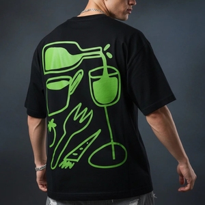 T-shirts en coton surdimensionnés pour hommes, personnalisables, OEM & ODM, vente en gros, impression personnalisée pas chère, impression sérigraphique. - Product Image 3