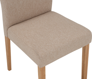 Chaise de salle à manger moderne en chêne malaisien finition naturelle, assise en tissu jersey beige, style nordique, pour mobilier de restaurant - Product Image 5