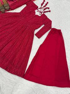 <b>Indian</b> Ethnic Cotton Georgette Slim Moisture Wicking Reversible Heavy Sequence Work Salwar Kameez for Wedding Party Festival - Product Image 4