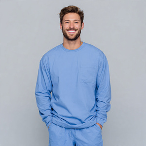Hauts d'under-scrubs unisexes en coton tricoté 100 % à manches longues pour usage hospitalier - Product Image 5