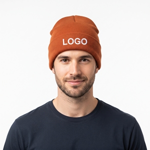 Ensemble bonnet et écharpe unisexe en acrylique orange tricoté pour l'hiver, respirant, doux, coupe-vent, idéal pour le ski - Product Image 1