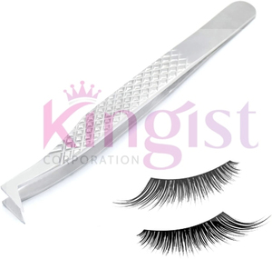 Professional Stainless Steel Eyelash Extension Tweezers Set with <b>Precision</b> Angled Tips Anti Slip Grip for Salon Lash Artists Pro - Product Image 4