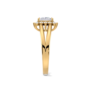Elegante Anillo Halo con Diamantes de Corte Princesa de 1.28ctw |   Anillo de aniversario clásico con halo cuadrado de oro amarillo, blanco y rosa de 18 quilates - Product Image 4