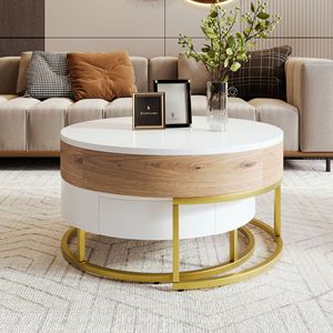 Modern Round Lift-<b>Top</b> Nesting Coffee <b>Tables</b> with 2 Drawers - Product Image 2