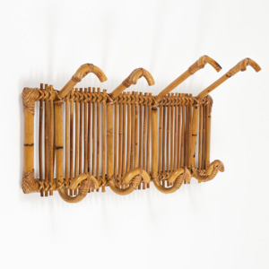 Good deal wholesale natural rattan <b>hooks</b> purse storage & <b>display</b> high quality wall hanging <b>hook</b> - Product Image 2