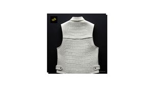 Chaleco de Cuero Genuino Negro para Hombre, Marca Champ King, Hecho a Mano, con Grabado, Casual, Transpirable, Ecológico, con Botones, para Invierno - Product Image 2