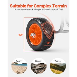 Carrello per Kayak con Capacità di Carico di 68 kg, Pneumatici in Gomma Piena da 10 Pollici e Supporti, Accessorio per Trolley da Stand-Up Paddle Board - Product Image 3