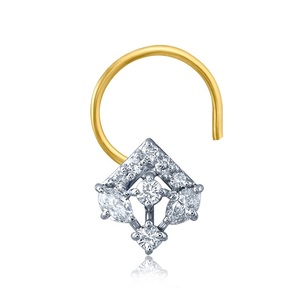 GLEAMORA ENTERPRISE Round Flower Shape Brilliant Cut Lab Grown <b>Diamond</b> <b>Nose</b> Pin 18K Yellow Gold Plated Luxury <b>Stud</b> Women's - Product Image 1