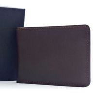 Portefeuille Homme en Cuir Véritable Marron Foncé, Porte-Cartes Fin avec Fenêtre d'Identité, Haute Qualité, Durable, Fait Main, Tendance, Polyester