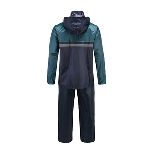 Men Waterproof <b>Rain</b> Suit Hooded Color Blocked Parka <b>Jacket</b> and Pants with Pockets Regular Fit Outdoor Wear - Product Image 2