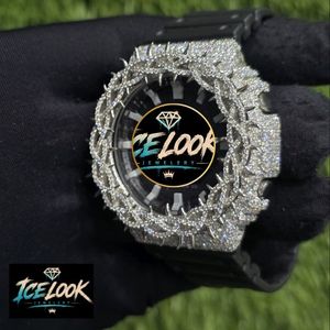 For LOOK Luxury Rhinestone Watch 46mm Round Analog Mechanical Men's Rubber Band Diamond Style Jewelry Limited Edition 10mm Mixed - Product Image 4