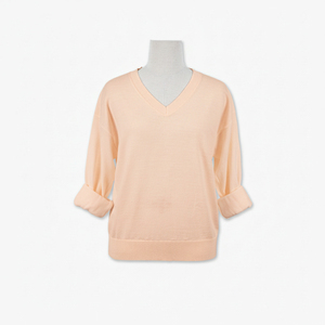 Suéter Casual de Otoño 100% Acrílico de Color Sólido para Mujer, Cuello en V, Manga Larga, Antiarrugas, Tejido de Punto, Proveedor - Product Image 2