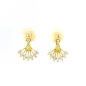 Pendientes de Diamantes Personalizados con Forma de Mini Ventilador, Oro Sólido de 10K, 14K, 18K, Joyería Minimalista y Delicada con Diamantes Solitarios para Mujer, Fabricante - Product Image 3