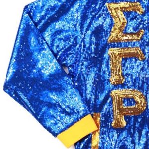 Sigma Gamma Rho Royal Blue <b>Sequin</b> <b>Jacket</b> Unisex Greek Sorority Apparel Sparkle Embellished <b>Jacket</b> Premium Fashion Party Wear - Product Image 3