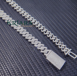 S925 <b>Silver</b> Rhodium Plated <b>Chain</b> Necklace Round Brilliant Cut Diamond Prong Setting Unisex Luxury Everyday Wear - Product Image 2