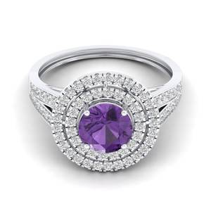 REYES Wholesale Price <b>Amethyst</b> Gemstone Fine Jewelry OEM ODM Custom Design 14K White <b>Gold</b> Moissanite Engagement <b>Rings</b> for Women - Product Image 1