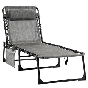 For Outsunny Portable <b>Folding</b> Camping Cot Adjustable Reclining Chaise Lounge Chair Removable Pillo <b>Sun</b> <b>Lounger</b> for Outdoor - Product Image 1