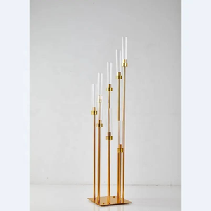 Centros de Mesa de Lujo para Bodas, Decoraciones Doradas para Mesa, Candelabros, Portavelas Altos de Metal con 8 Brazos - Product Image 2