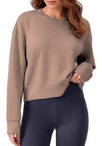 Sudadera de Algodón para Mujer, de Manga Larga, Cuello Redondo, Hombros Caídos, Color Sólido, Cómoda y Casual, de Lujo, Precio al por Mayor, de Bangladesh - Product Image 3