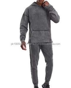 Survêtements de qualité supérieure en coton 100% délavé à l'acide, style streetwear évasé pour hommes, lavage vintage, style hip-hop, hiver - Product Image 1