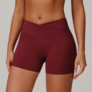 Novedad 2026: Shorts de yoga de cintura alta para mujer de nailon/spandex, corte ajustado con espalda en Y, personalizables con tu logo, shorts de entrenamiento para chicas. - Product Image 4