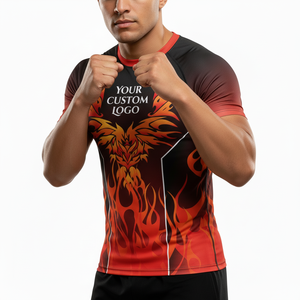 Rashguard OEM ODM Rash Guard Men Sublimation <b>Printed</b> Spandex Bjj Rash Guard Gym <b>Surfing</b> Diving Rashguard Compression Shirts MMA - Product Image 1