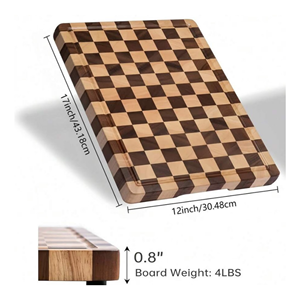 Planche à découper robuste en bois, planche à découper en acacia à motif damier, plateau de service décoratif en bois du Vietnam - Product Image 2
