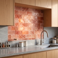 Briques et carreaux de sel rose de l'Himalaya pur pour la thérapie par le sauna, les murs de spa et la décoration intérieure architecturale moderne