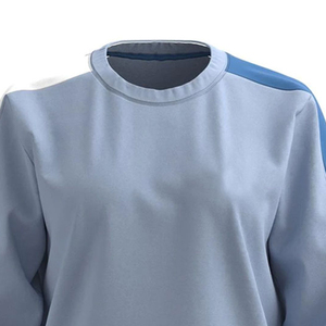Sudadera Casual de Mujer, Color Azul Claro, Cuello Redondo, Manga Larga, Tejido de Algodón/Bambú, con Bordado y Encaje, para Otoño - Product Image 5
