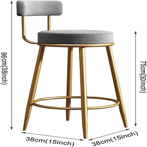 Chaise de bar moderne avec structure en métal, nouvelle chaise de bar de luxe, tabouret de bar de luxe en cuir haut de gamme, chaise de bar haut de gamme - Product Image 3