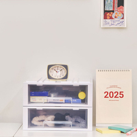 Système d'organisation de bureau modulaire empilable à 3 niveaux Plafarm Minimalist, avec tiroirs en plastique transparent