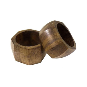 Anneaux de serviette en bois massif de qualité supérieure, style méditerranéen, faits à la main, pour hôtel, banquet, dîner festif - Product Image 3