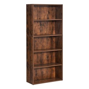 Libreria Aperta in Legno a 5 Ripiani, Scaffale Stretto Regolabile in Altezza, Espositore Moderno Autoportante per Libri - Product Image 3