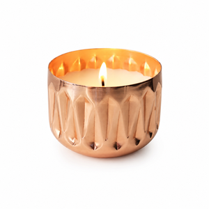 Copper-Toned Metal <b>Tealight</b> <b>Holder</b> With Geometric Diamond Texture Modern Decorative Votive Candle Jar For Festive Gifting - Product Image 4